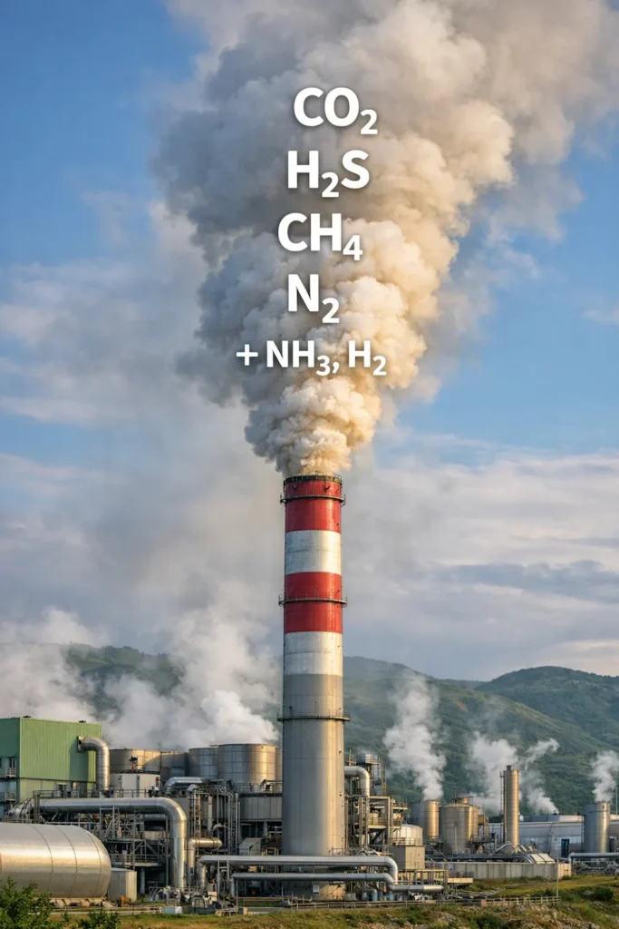 geothermal power plant emission gas