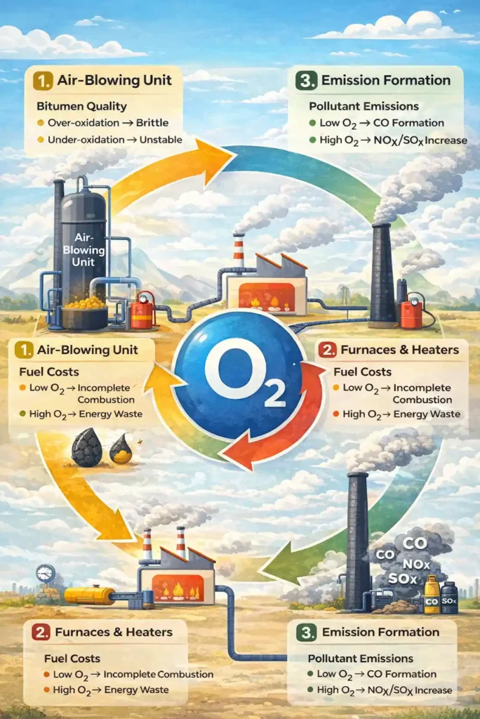 oxygen effects in bitumen production