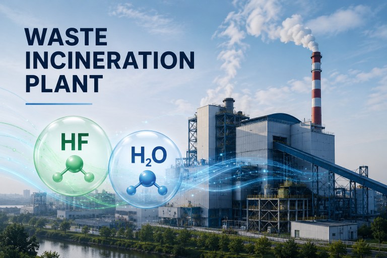 Waste incineration plant HF and H2O